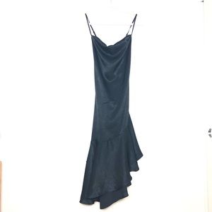 NWT Lulus black satin cowl neck slip dress